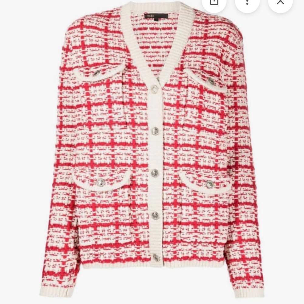 Maje Tweed Button-Front Cardigan